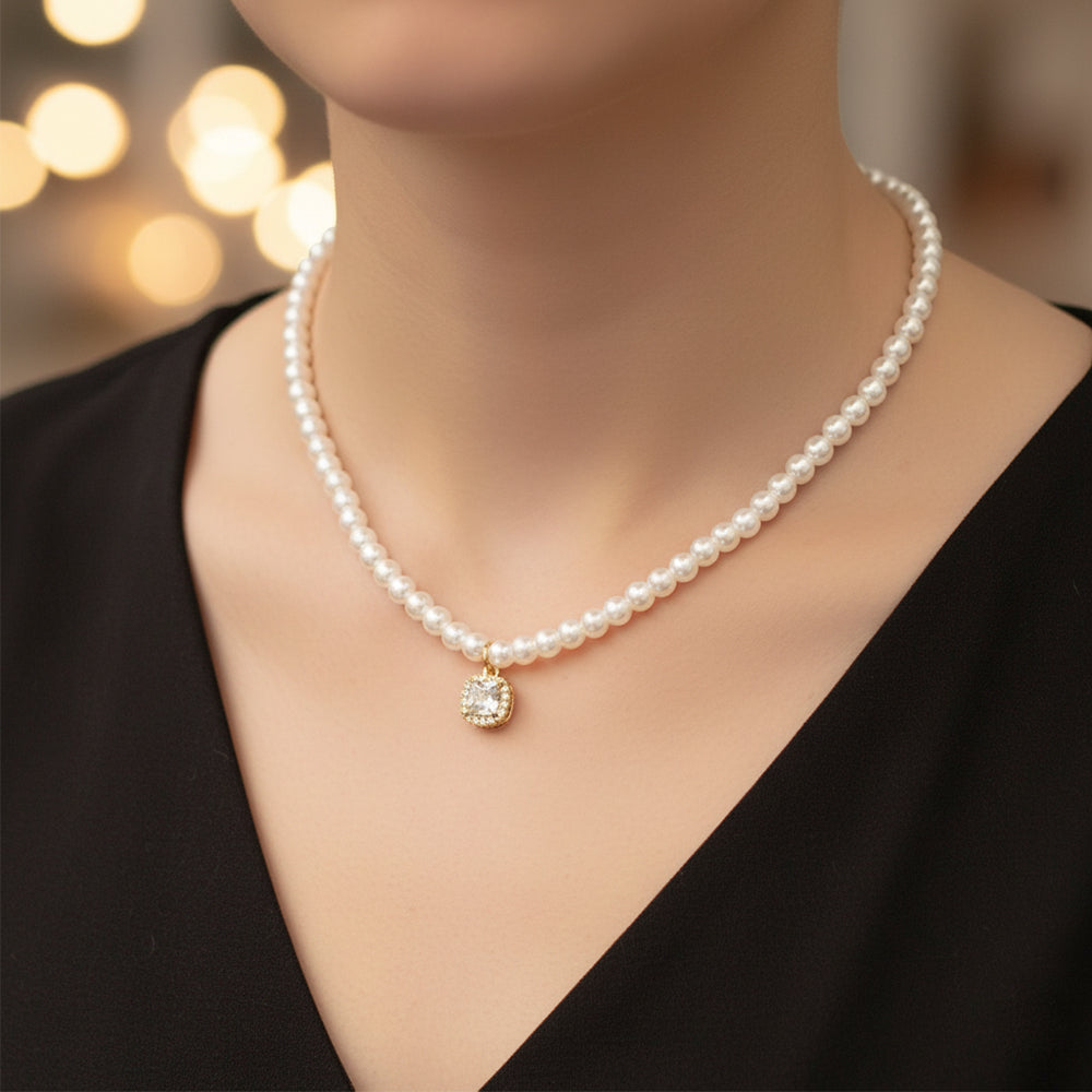 JewelMaze Demi Fine Anti Tarnish Pearl Necklace