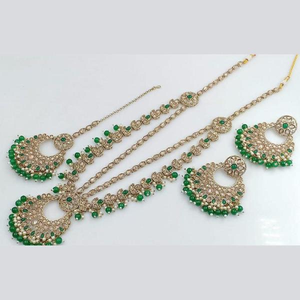 JewelMaze Kundan Stone Gold Plated Long Necklace Set -11374874GR