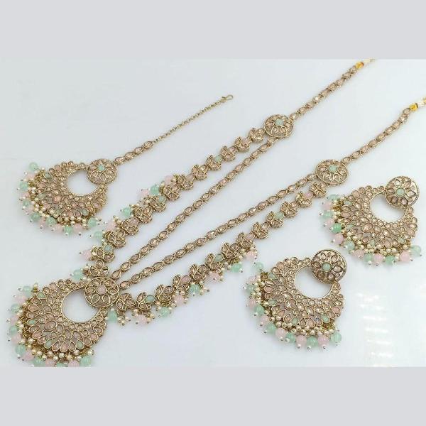 JewelMaze Kundan Stone Gold Plated Long Necklace Set -11374877PGR