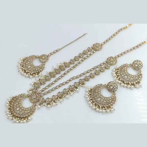 JewelMaze Kundan Stone Gold Plated Long Necklace Set -11374879WH