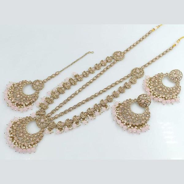 JewelMaze Kundan Stone Gold Plated Long Necklace Set -11374880LPI