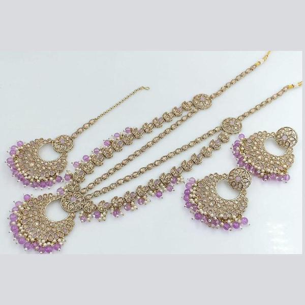 JewelMaze Kundan Stone Gold Plated Long Necklace Set -11374881LP