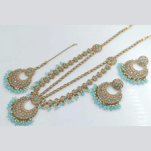 JewelMaze Kundan Stone Gold Plated Long Necklace Set -11374882SBL