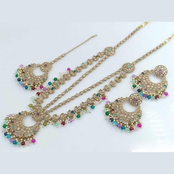 JewelMaze Kundan Stone Gold Plated Long Necklace Set -11374885ML