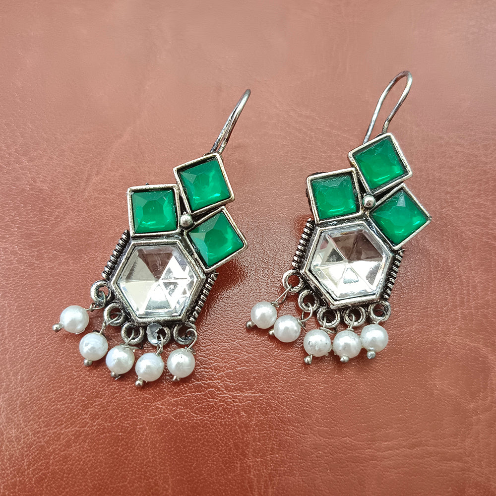 JewelMaze Oxidised Plated Square ShapesEarrings