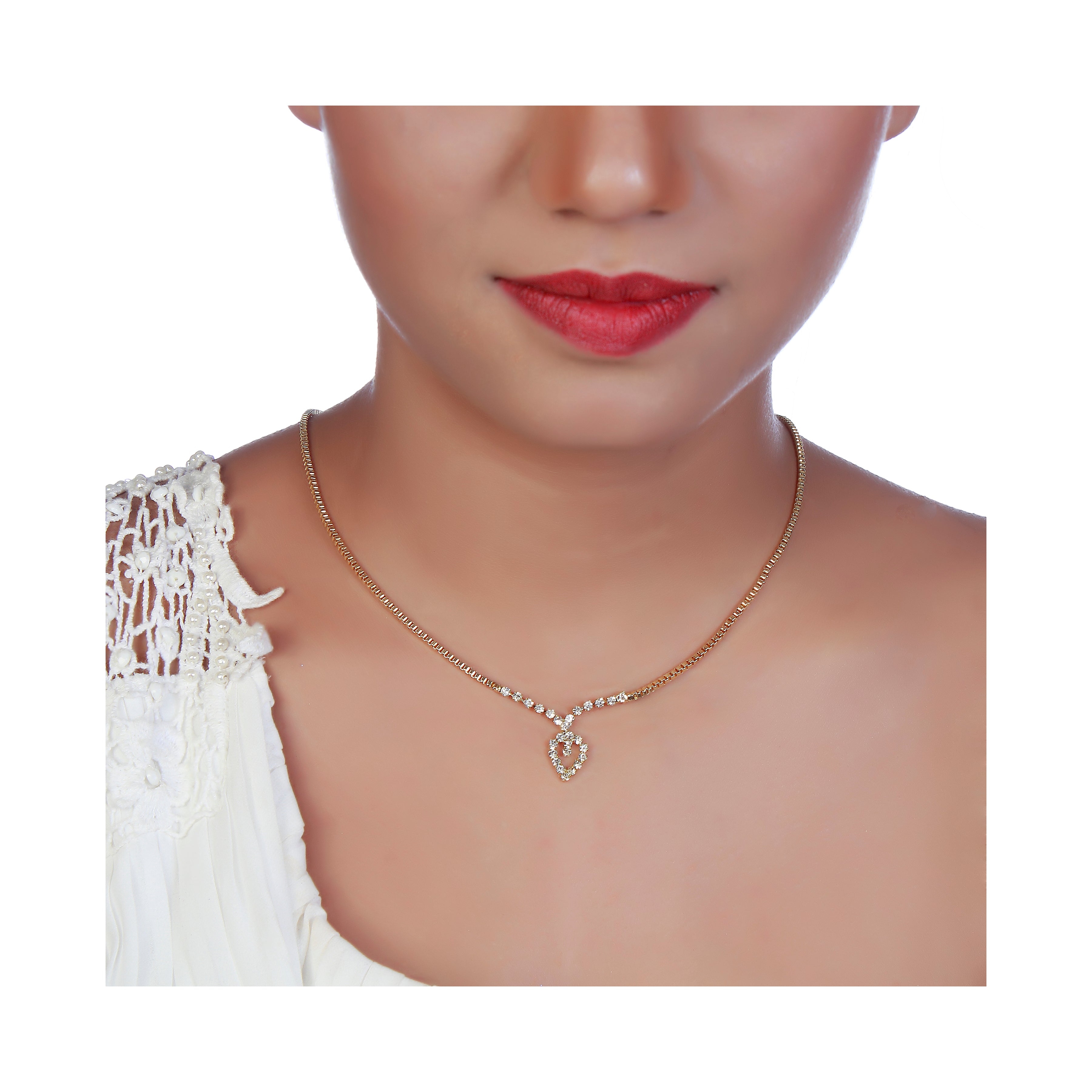 JewelMaze Austrian Stone Gold Plated Necklace Set With Bracelet