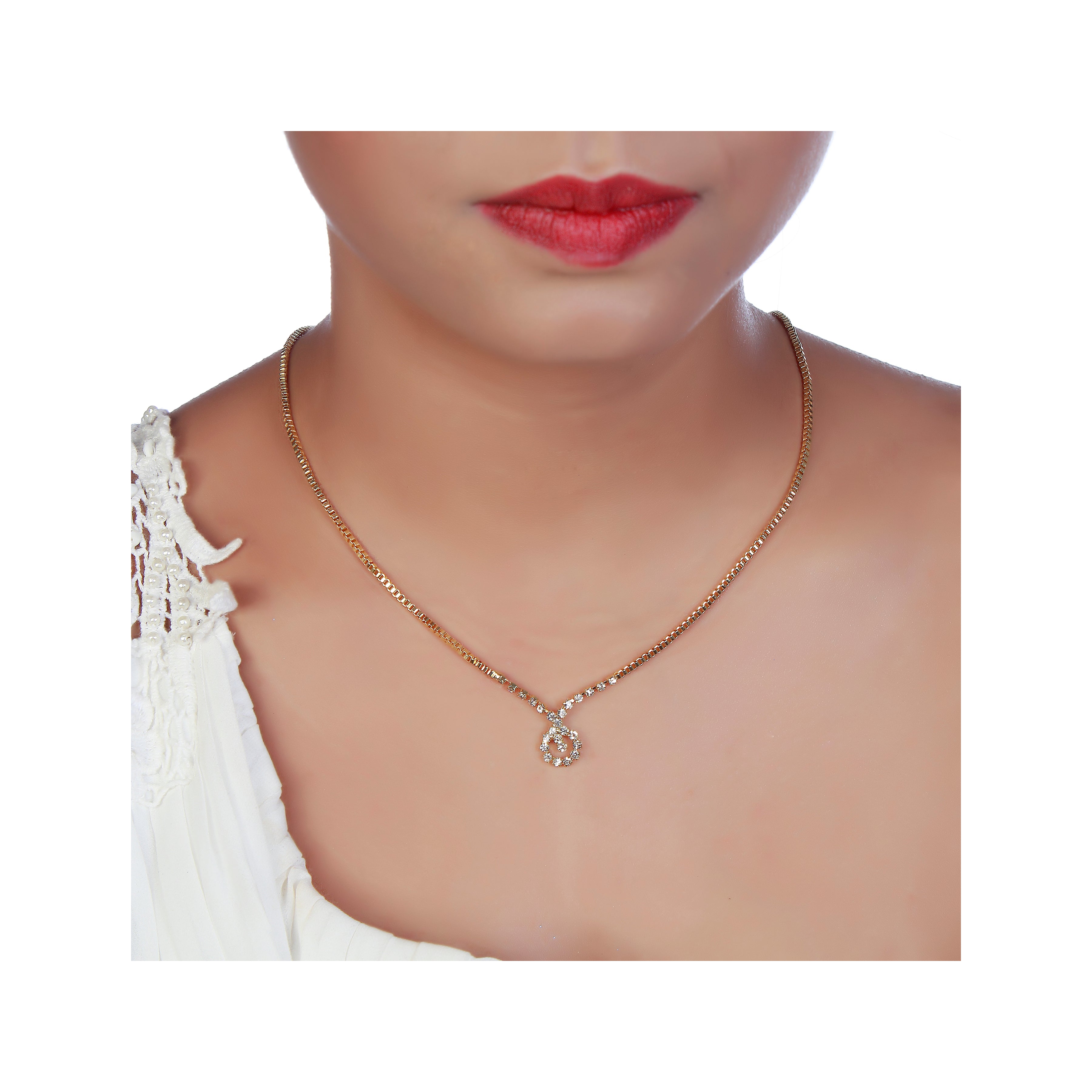 JewelMaze Gold Plated Necklace Set With Bracelet