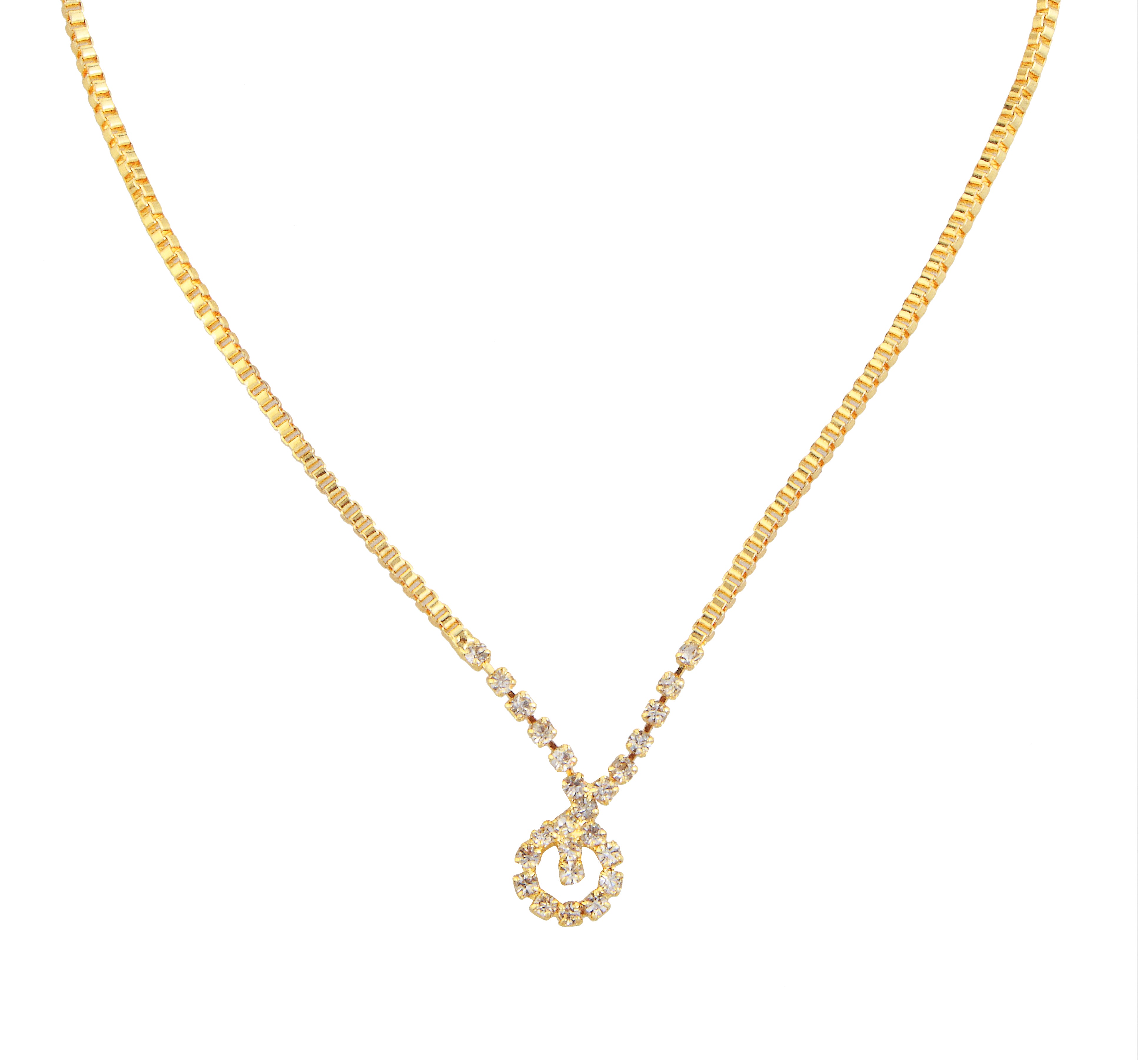 JewelMaze Gold Plated Necklace Set With Bracelet