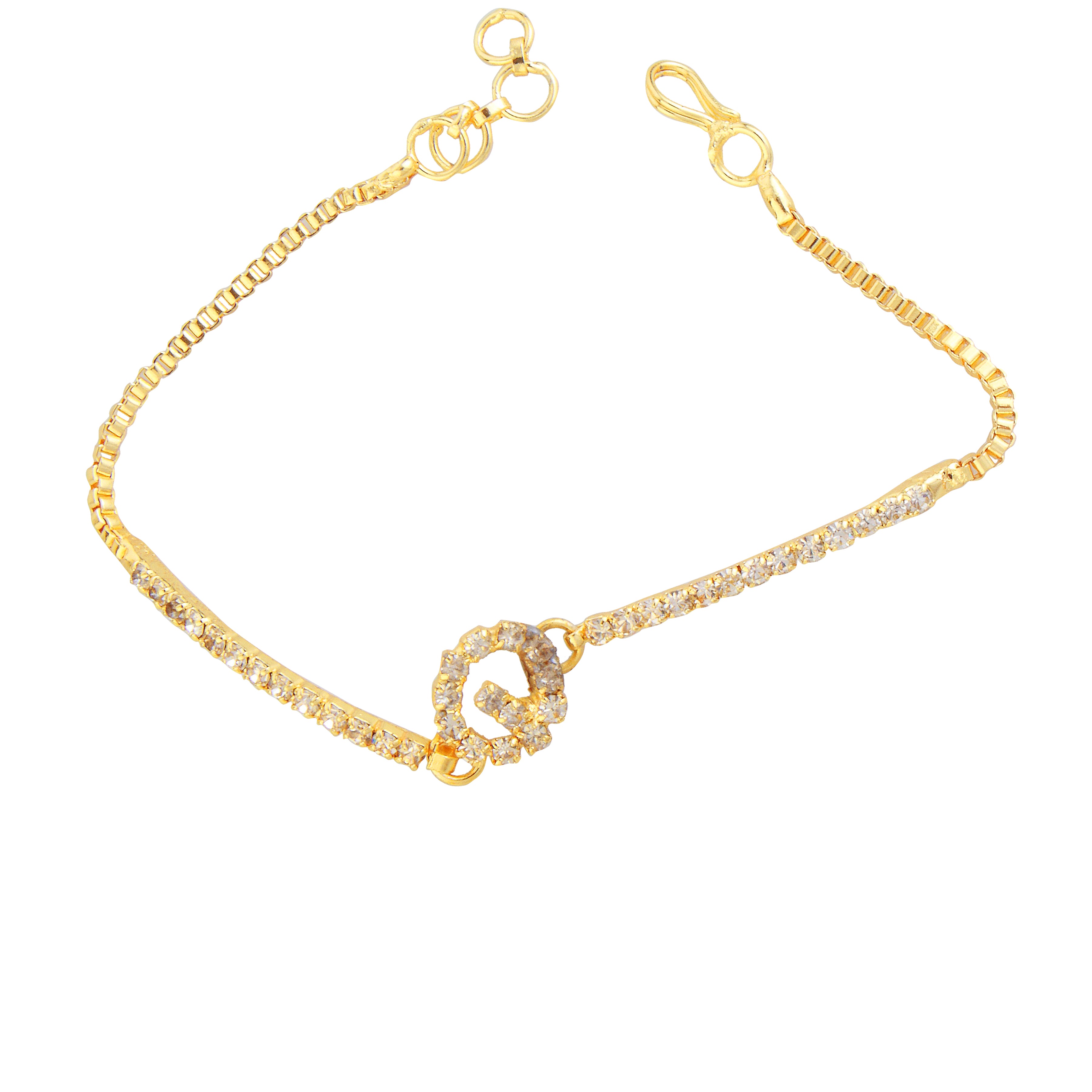 JewelMaze Gold Plated Necklace Set With Bracelet