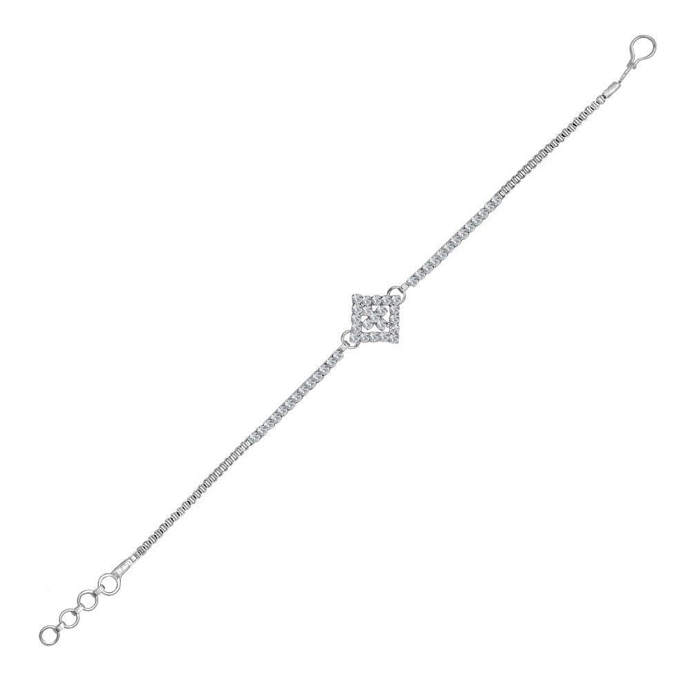 JewelMaze Silver Plated Necklace Set With Bracelet