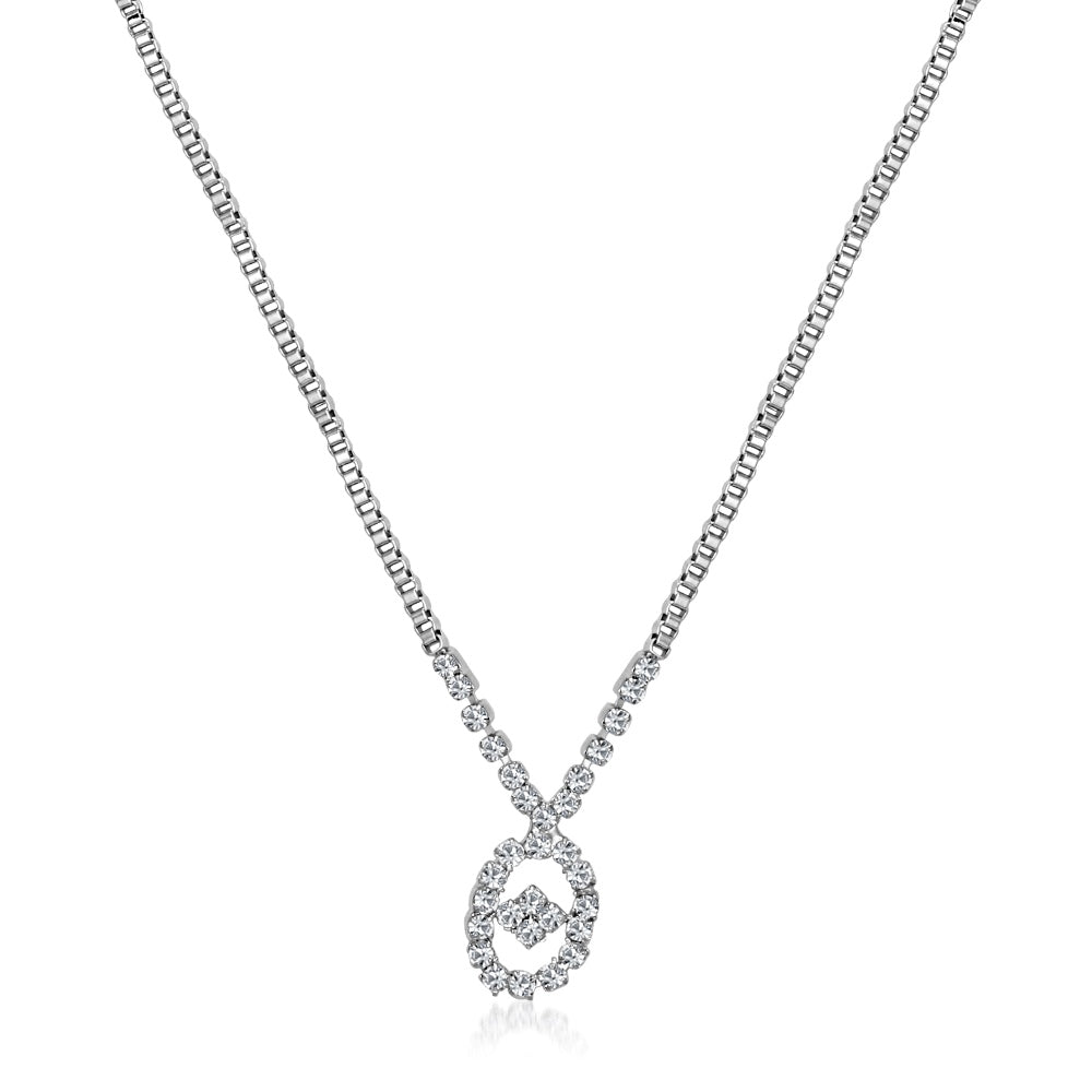 JewelMaze Silver Plated Necklace Set With Bracelet