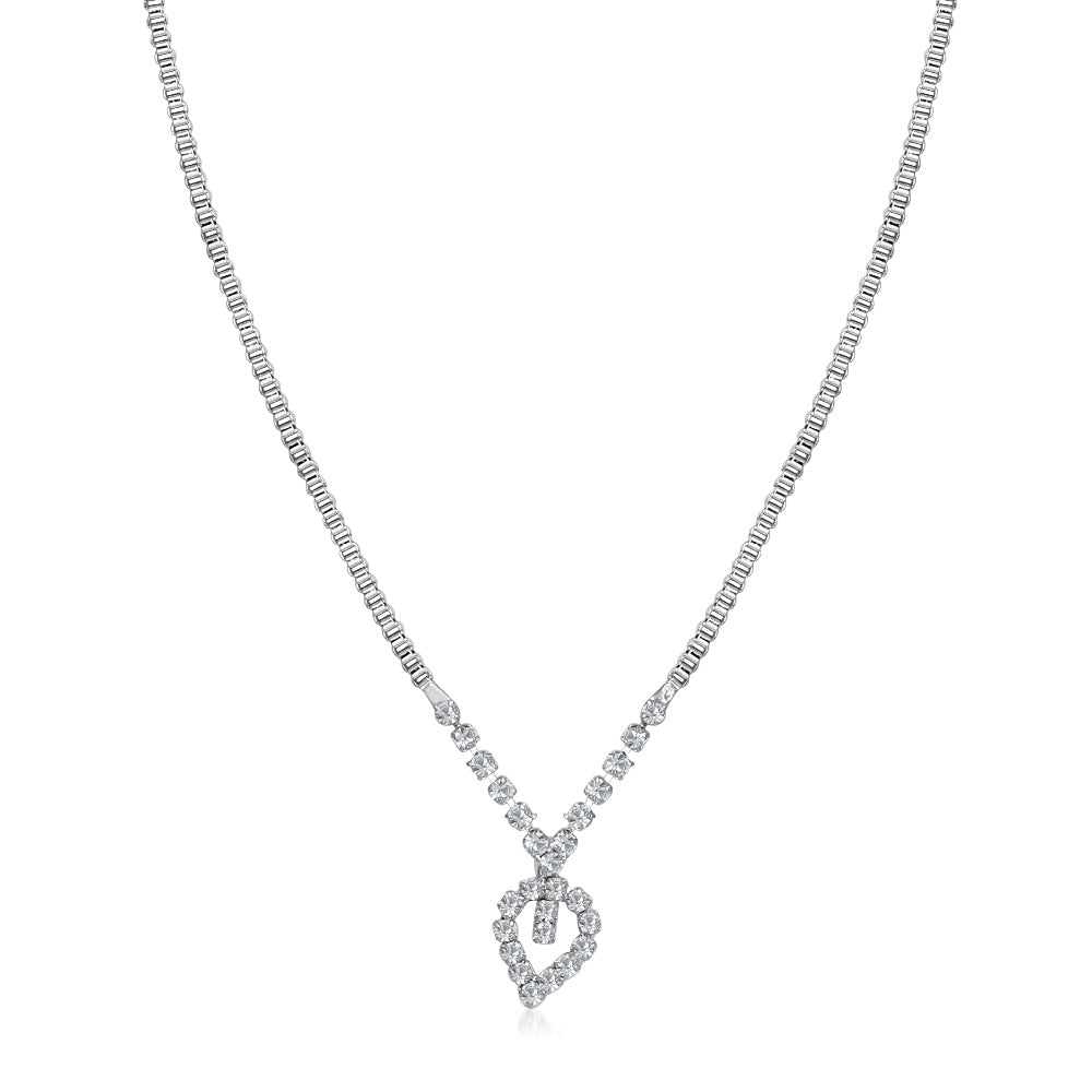 JewelMaze Austrian Stone Silver Plated Necklaces Set