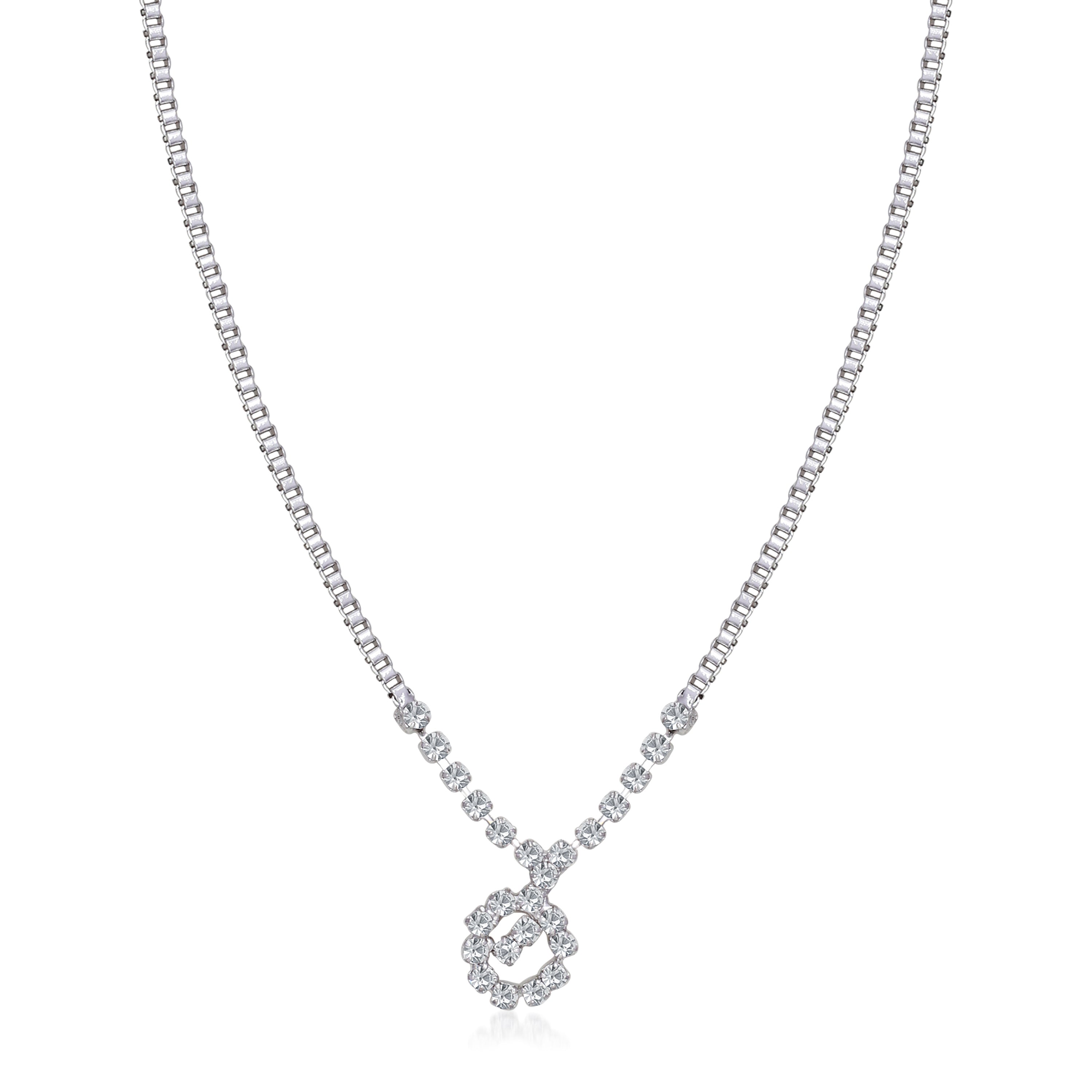 JewelMaze Austrian Stone Silver Plated Necklace Set With Bracelet