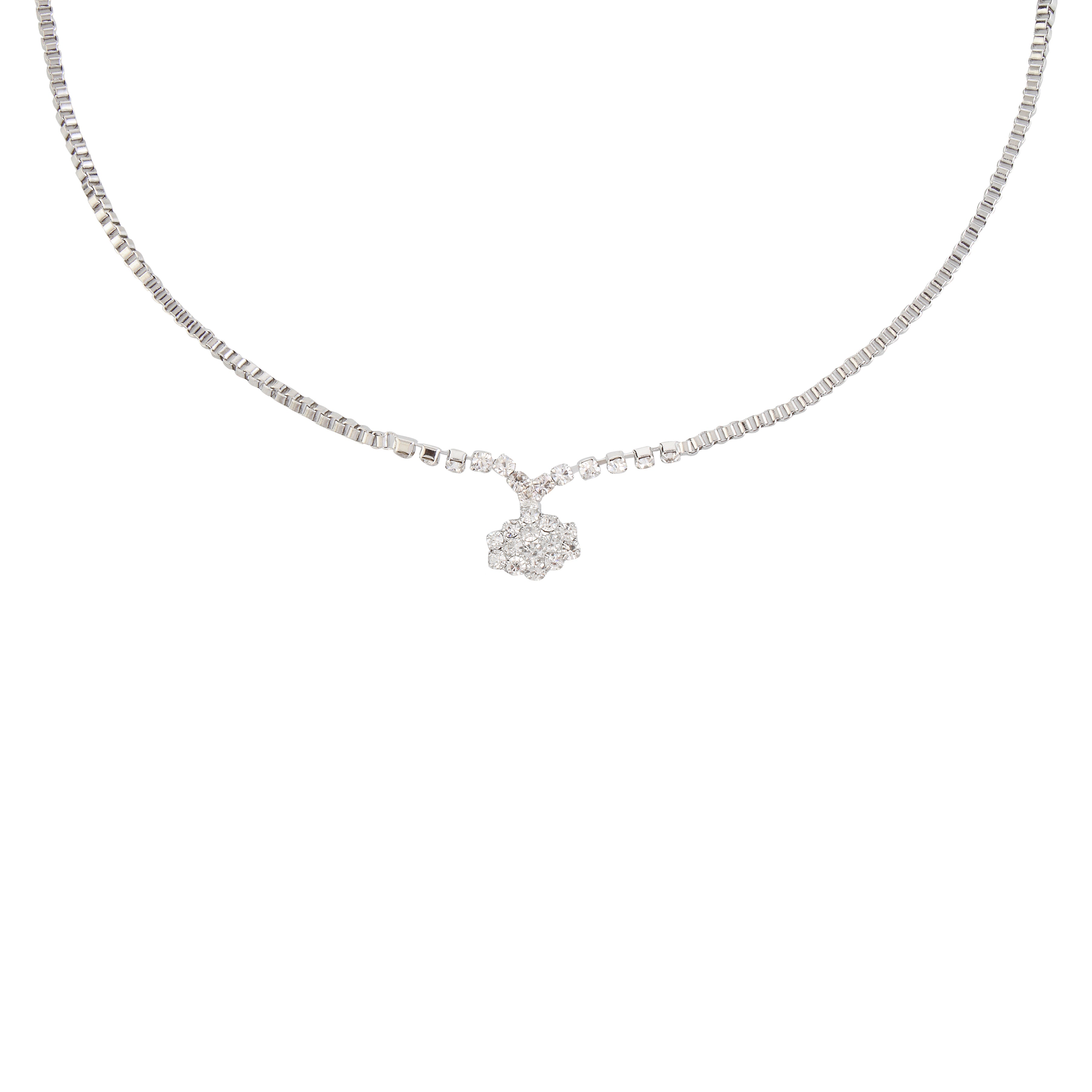 JewelMaze Austrian Stone Silver Plated Necklace Set With Bracelet