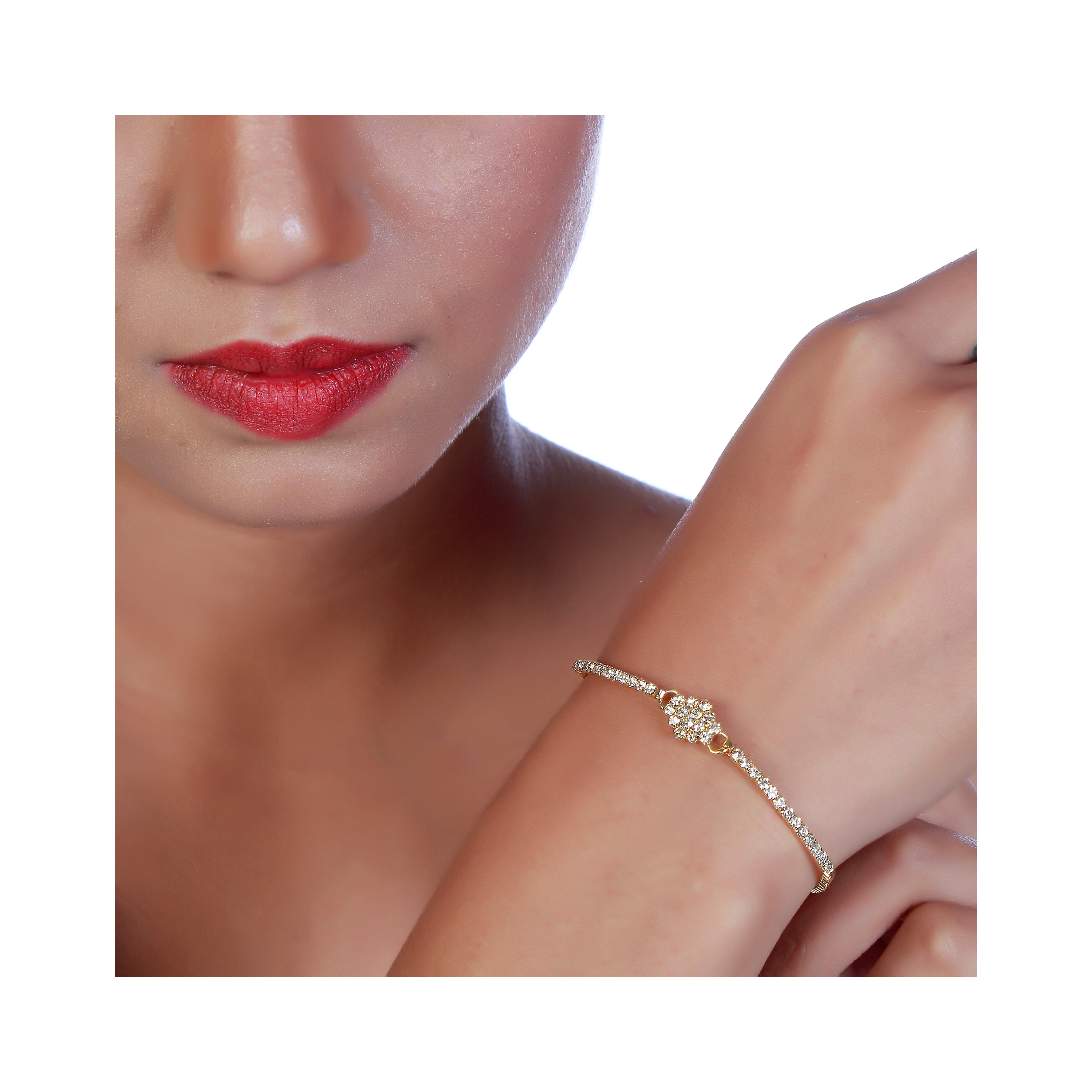 JewelMaze Gold Plated Stone Necklaces Set with Bracelet