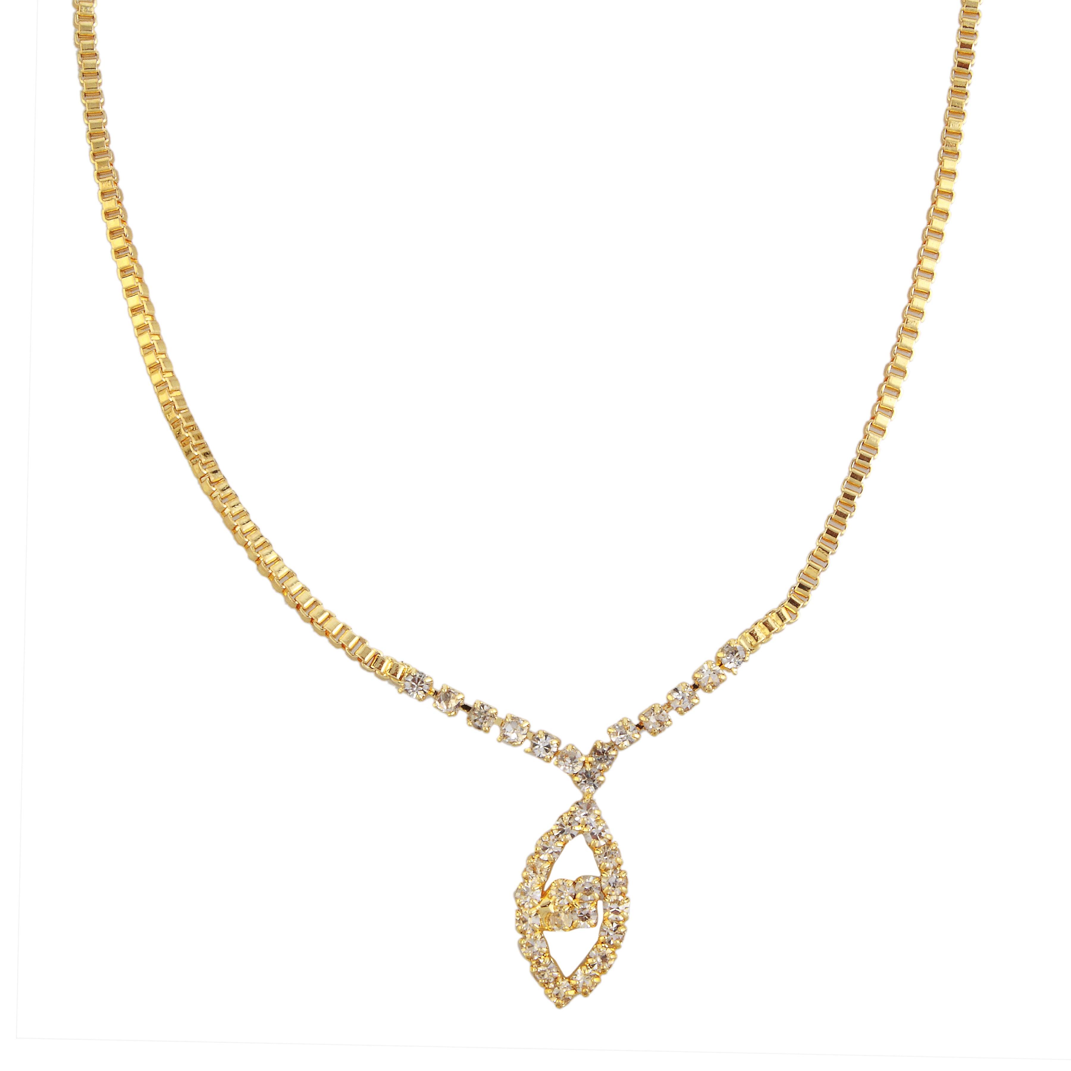 JewelMaze Gold Plated Necklace Set With Bracelet
