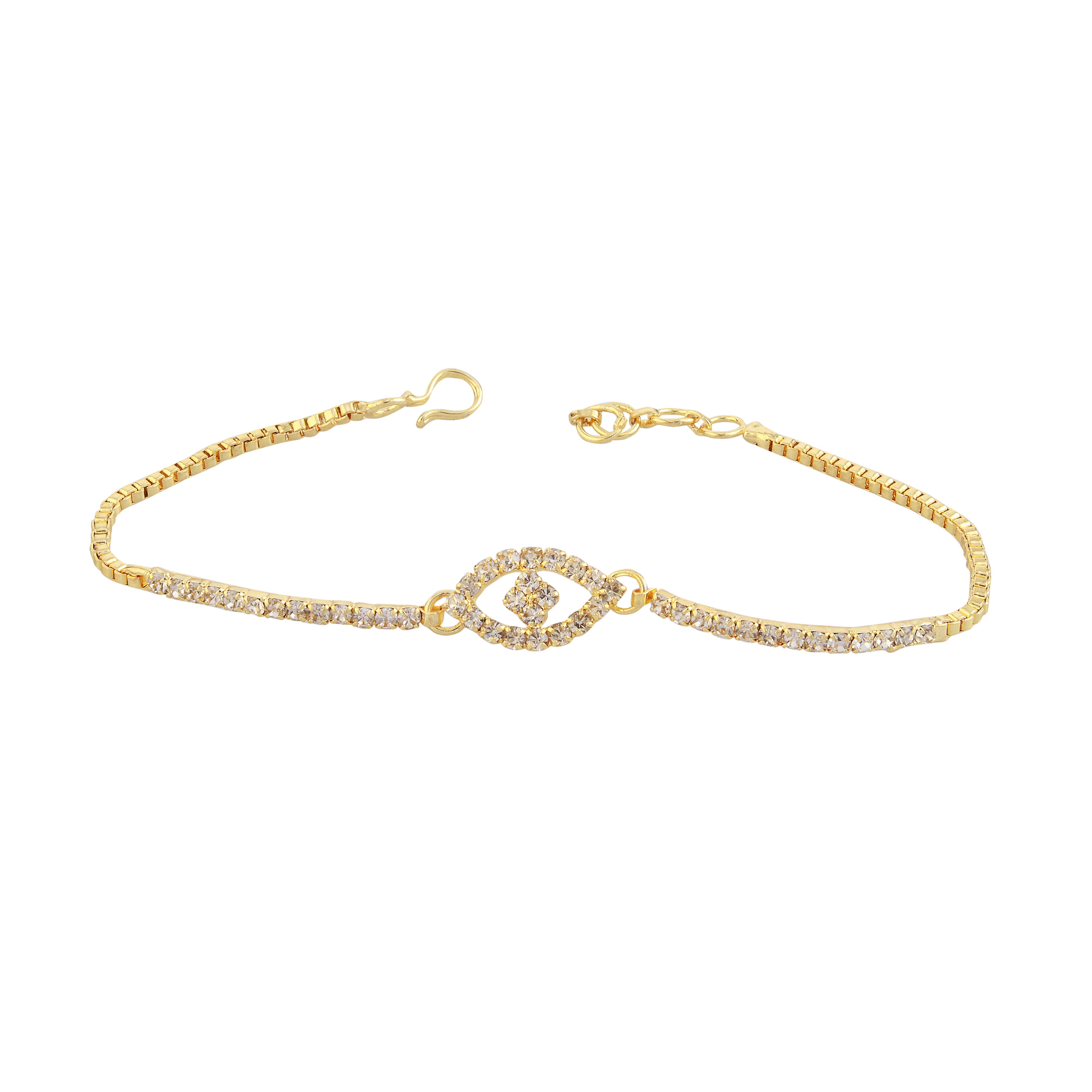 JewelMaze Gold Plated Necklace Set With Bracelet