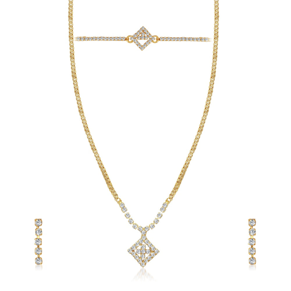 JewelMaze Stone Gold Plated Necklaces Set With Bracelet