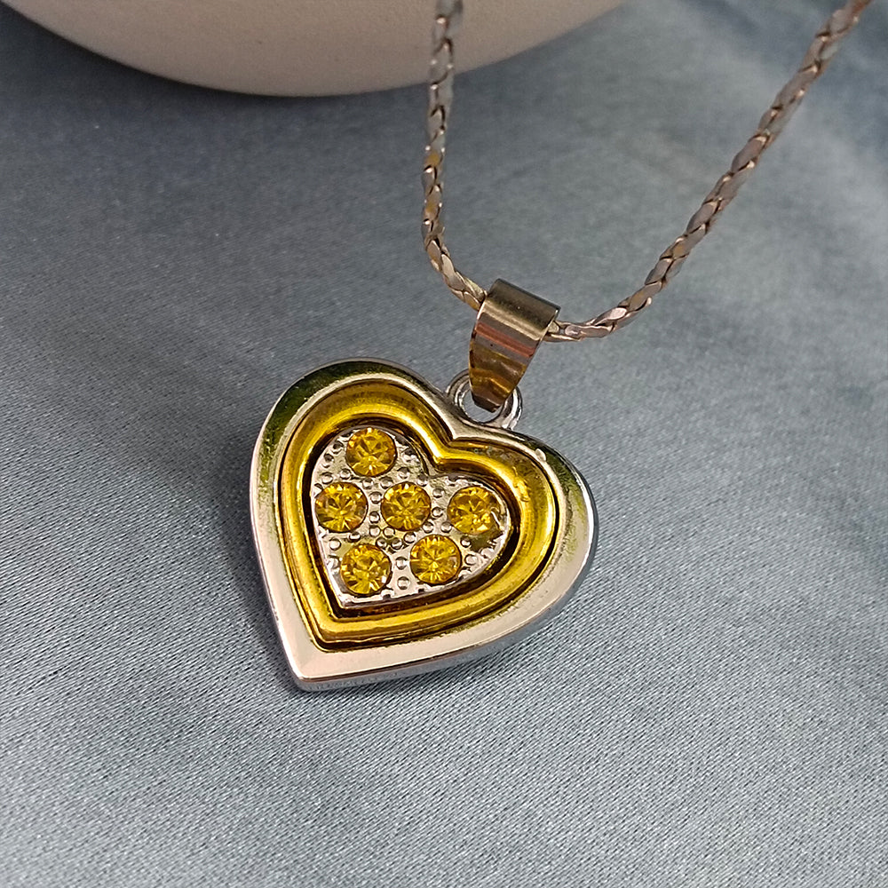 JewelMaze Heart Shape Austrian Stone Chain Pendant