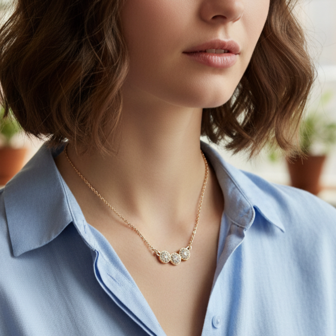 JewelMaze Rose Gold Plated Austrian Stone Chain Pendant