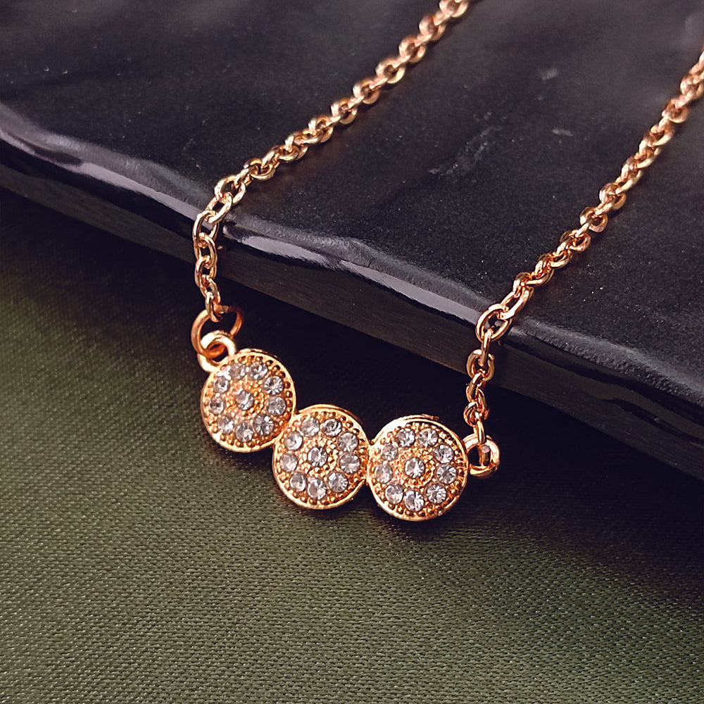 JewelMaze Rose Gold Plated Austrian Stone Chain Pendant