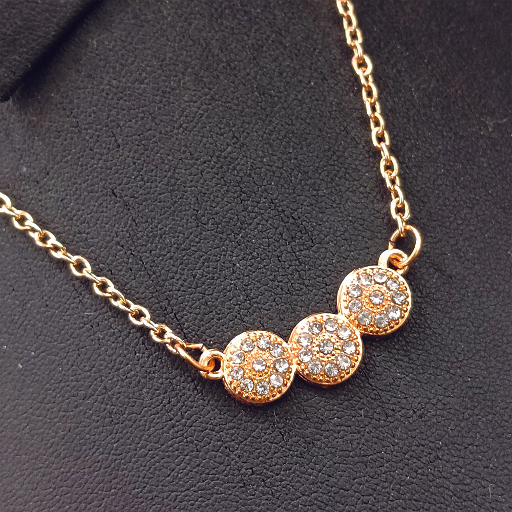 JewelMaze Rose Gold Plated Austrian Stone Chain Pendant
