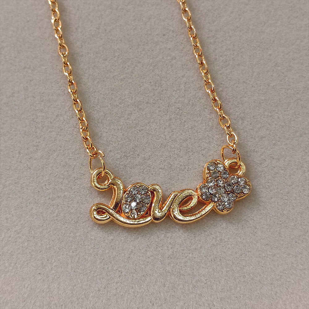 JewelMaze Rose Gold Plated Love Chain Pendant