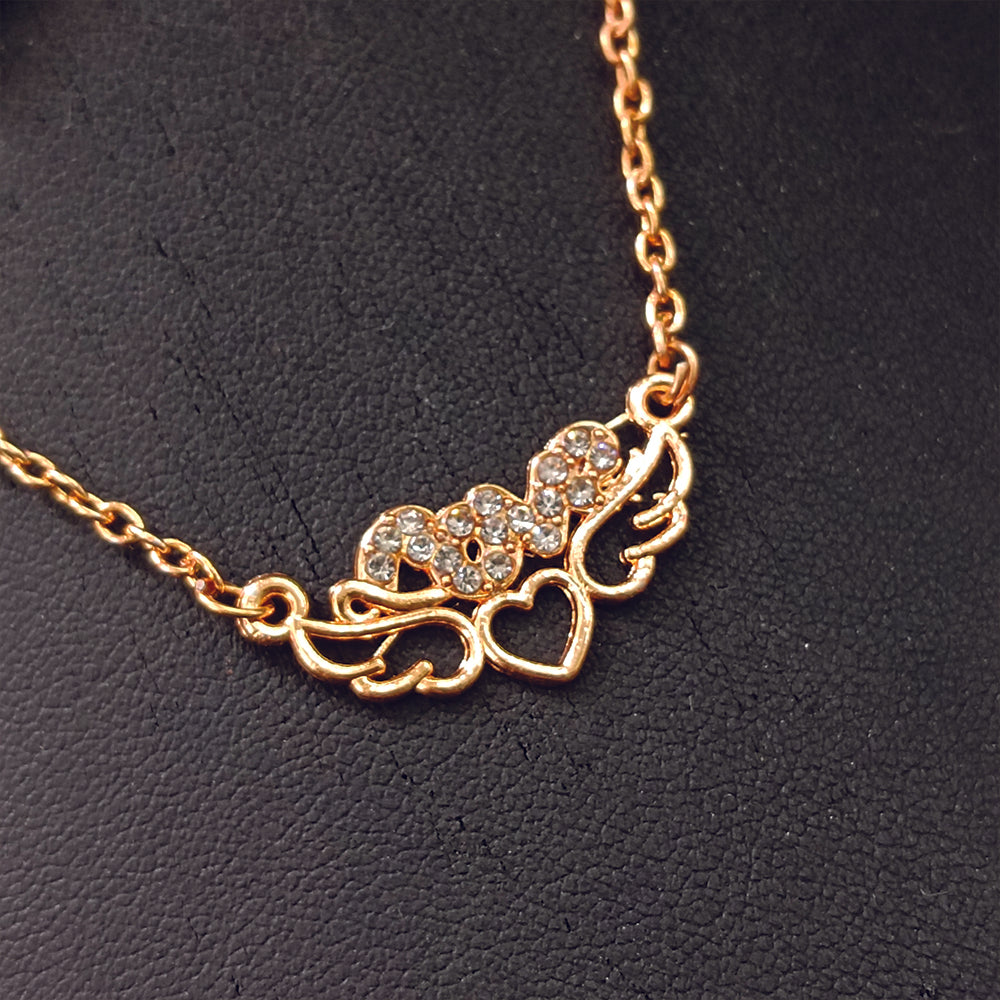 JewelMaze Rose Gold Plated Love  Auatrian Stone Chain Pendant