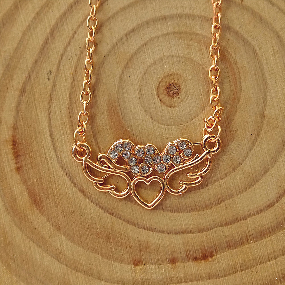 JewelMaze Rose Gold Plated Love Auatrian Stone Chain Pendant