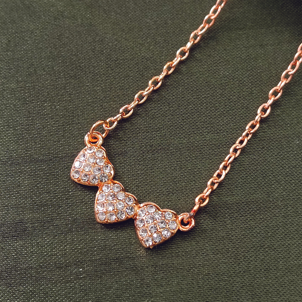 JewelMaze Rose Gold Plated Heart Shape  Auatrian Stone Chain Pendant -1204509