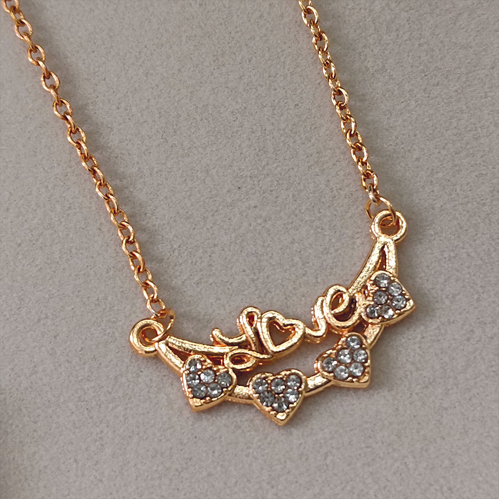 JewelMaze Rose Gold Plated Heart Shape Auatrian Stone Chain Pendant -1204510