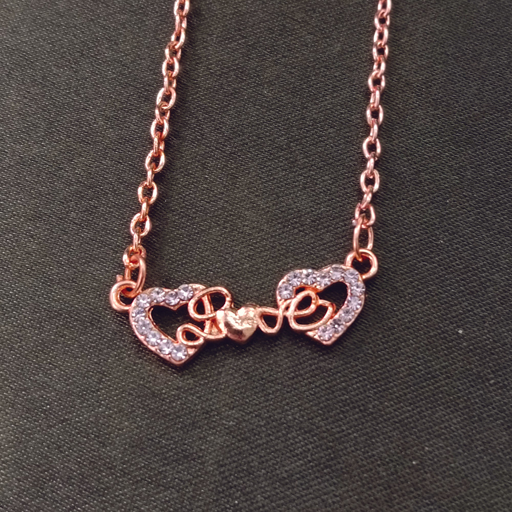 JewelMaze Rose Gold Plated Heart Shaoe Love Chain Pendant -1204512