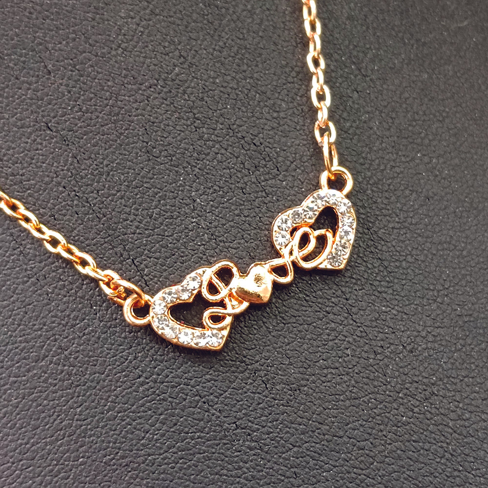 JewelMaze Rose Gold Plated Heart Shaoe Love Chain Pendant -1204512