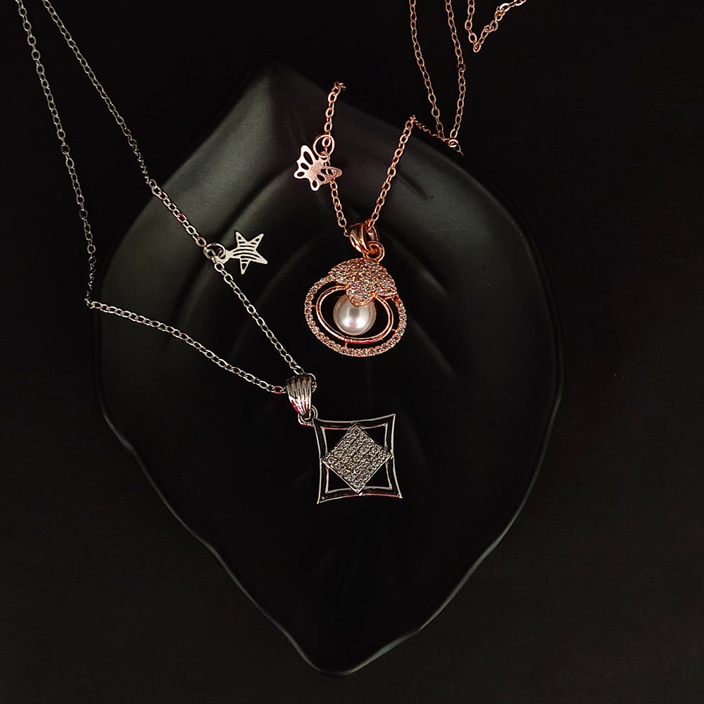 The Z Collection AD Diamond Chain Pack Of 2 Pendants - 12521003ML