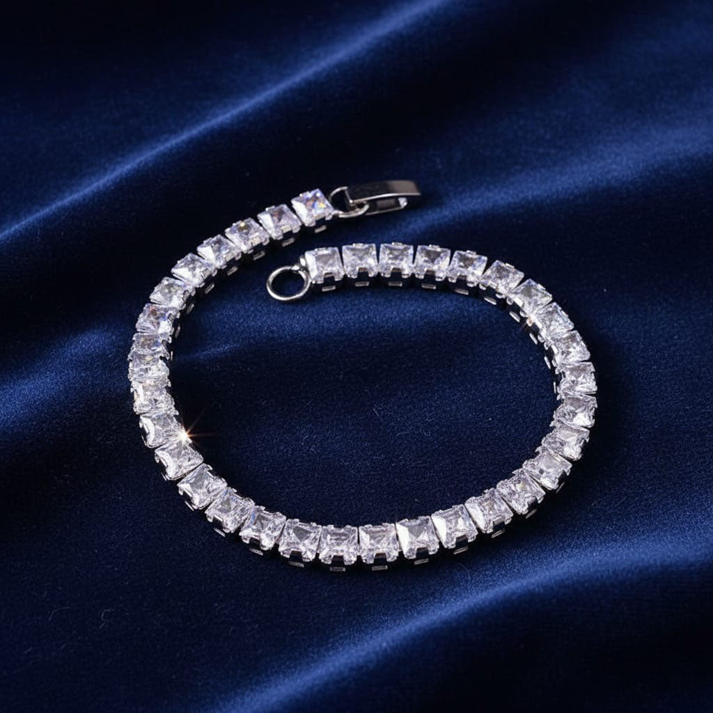 JewelMaze Silver Plated AD Stone Bracelet