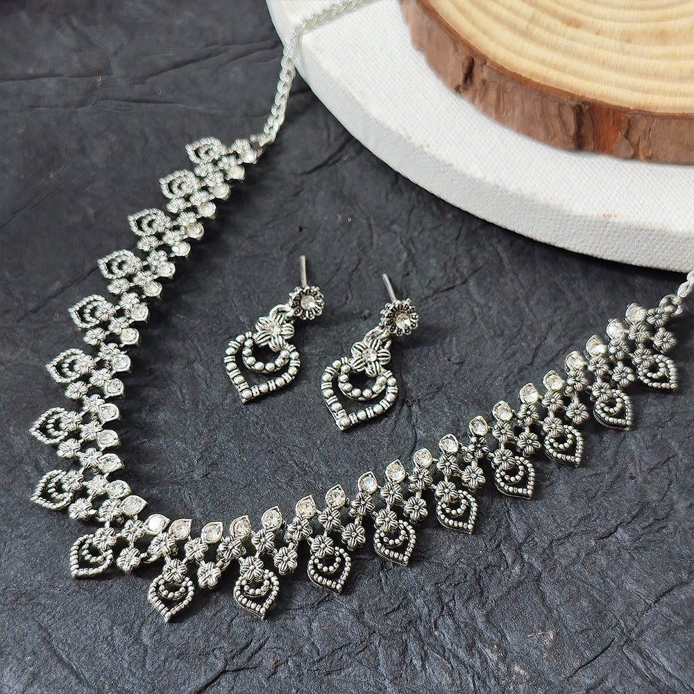 JewelMaze Silver Plated Austrian Stone Necklace Set