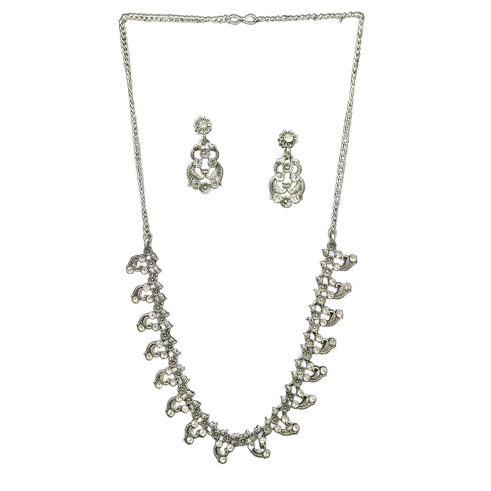 JewelMaze Silver Plated Austrian Stone Necklace Set