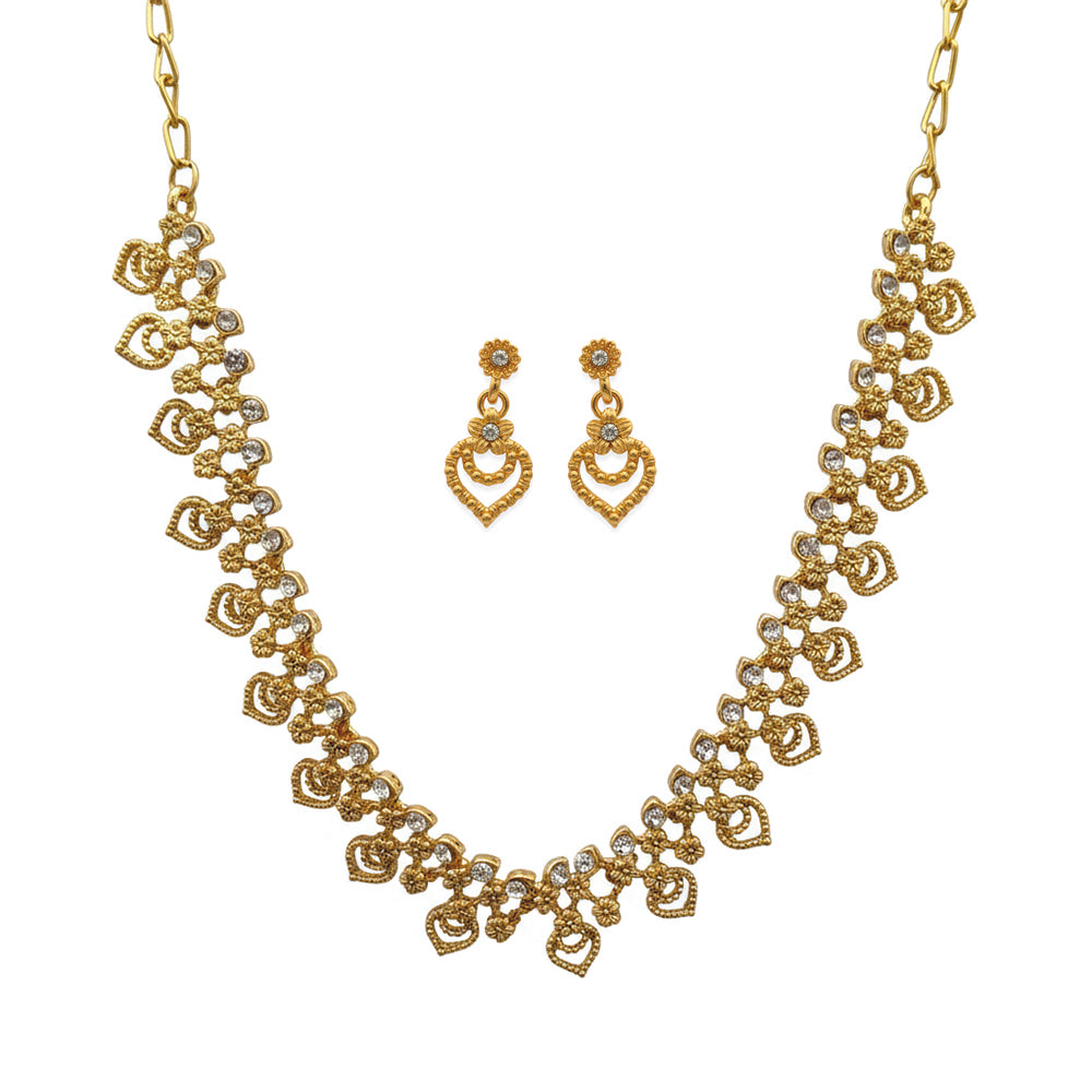 JewelMaze Gold Plated Austrian Stone Necklace Set