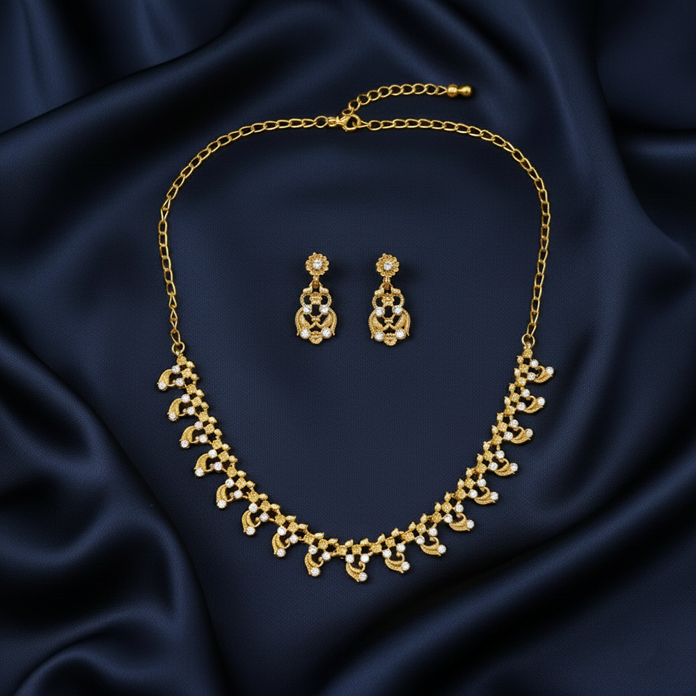 JewelMaze Gold Plated Austrian Stone Necklace Set