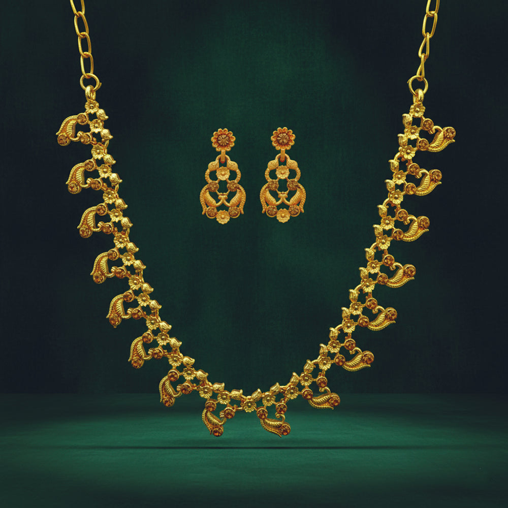 JewelMaze Gold Plated Austrian Stone Necklace Set