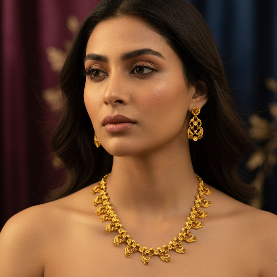 JewelMaze Gold Plated Austrian Stone Necklace Set