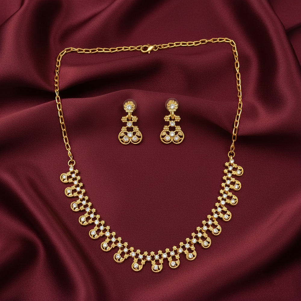 JewelMaze Gold Plated Austrian Stone Necklace Set