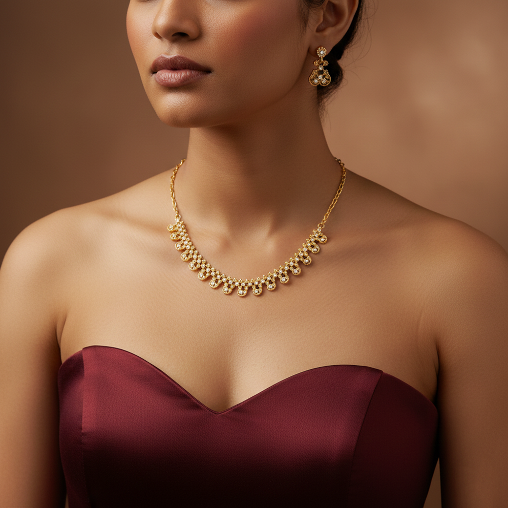 JewelMaze Gold Plated Austrian Stone Necklace Set