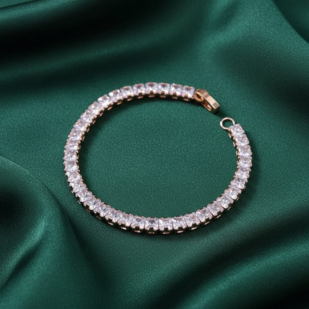 JewelMaze Rose Plated AD Stone Bracelet