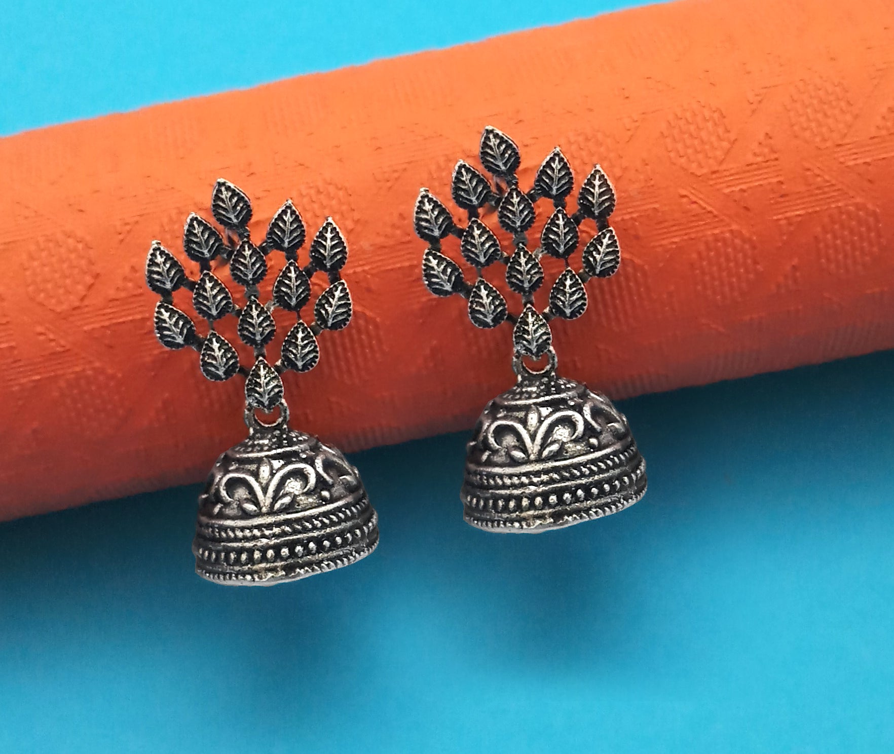 Jewelmaze Oxidized Plated Jhumki Earrings - 1315001