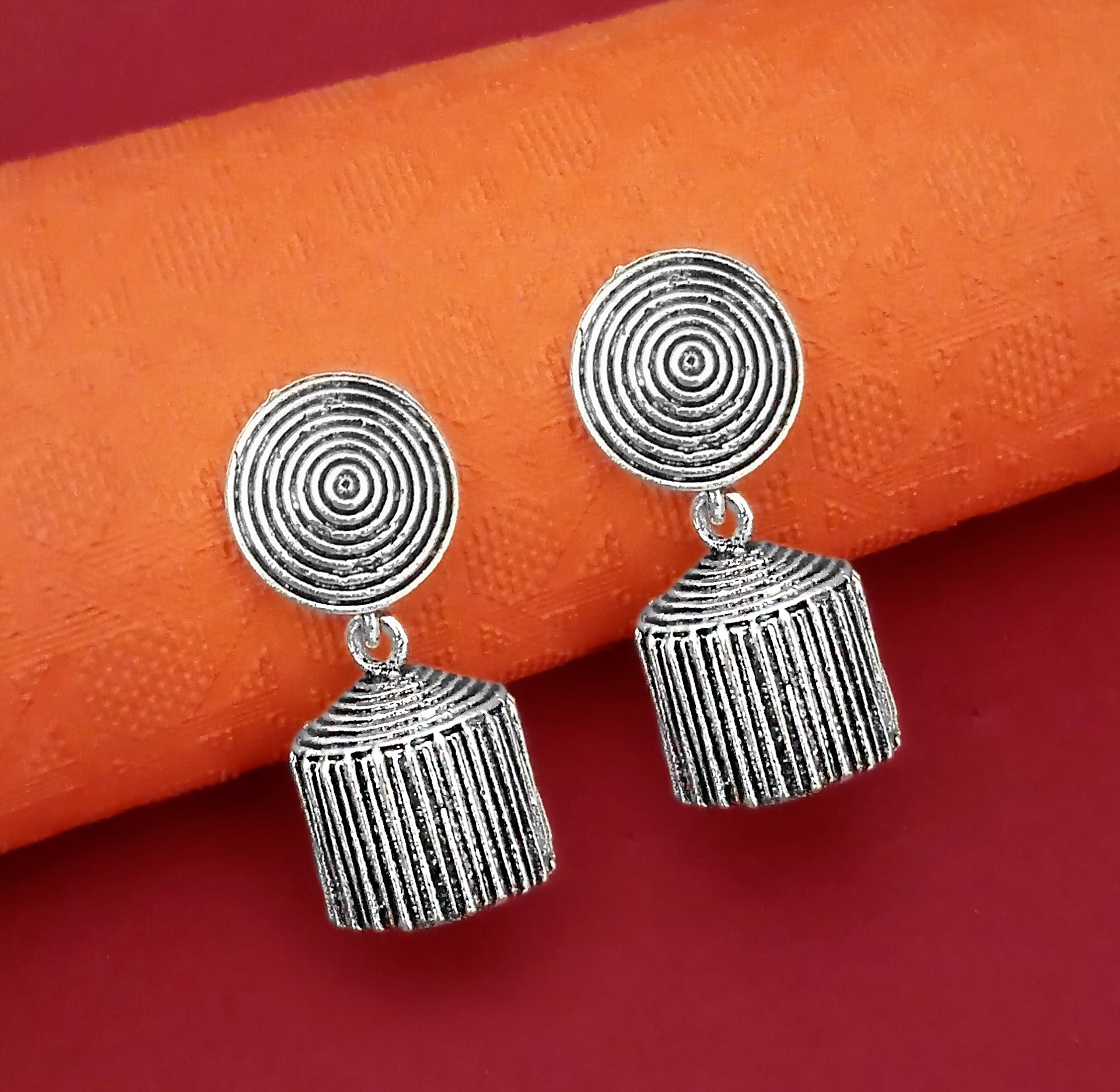 Jewelmaze Oxidized Plated Jhumki Earrings - 1315048