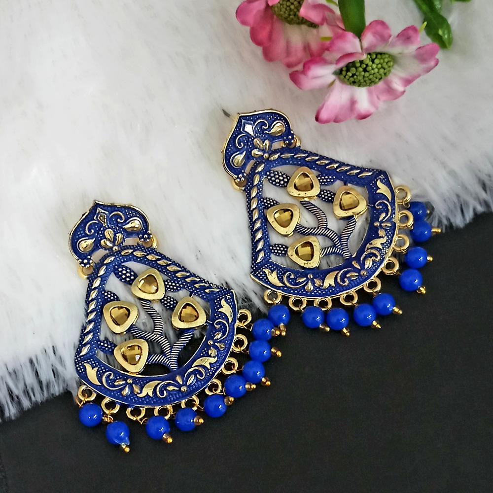 JewelMaze Matte Meenakari Dangler Beads Drop Earrings