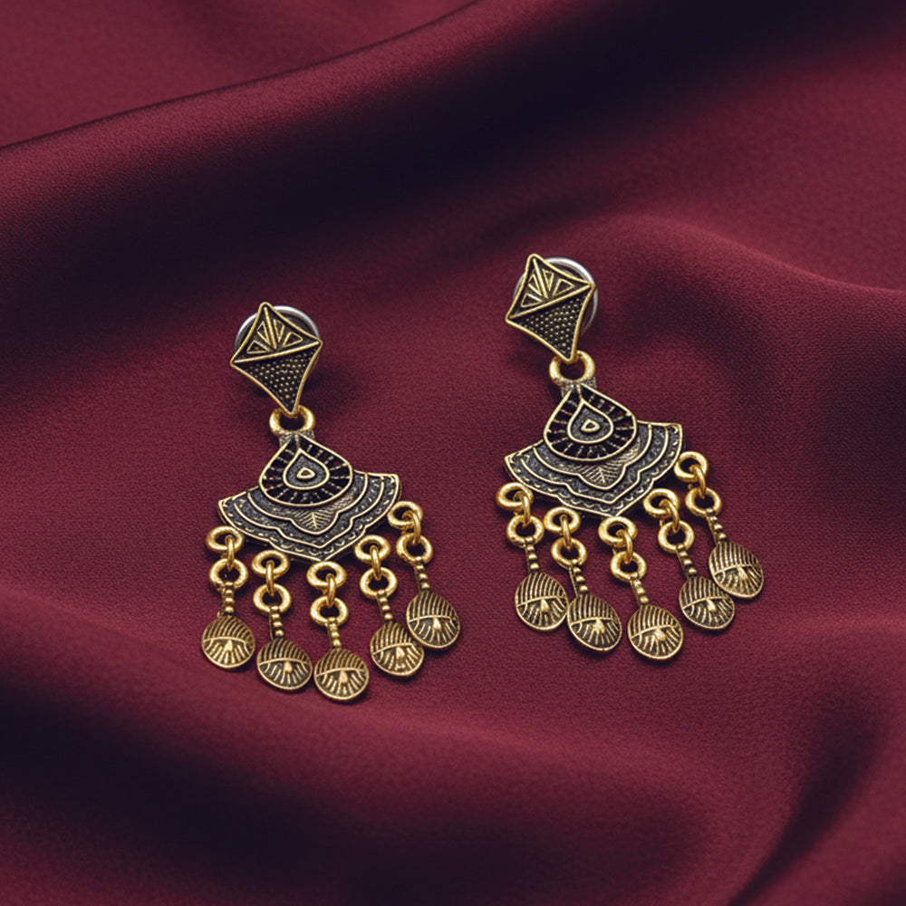 Jewelmaze Antique Gold Finish Dangler Earrings