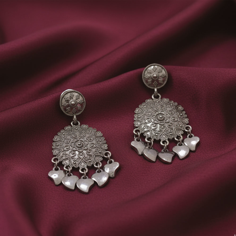 Jewelmaze Oxidised Finish Dangler Earrings