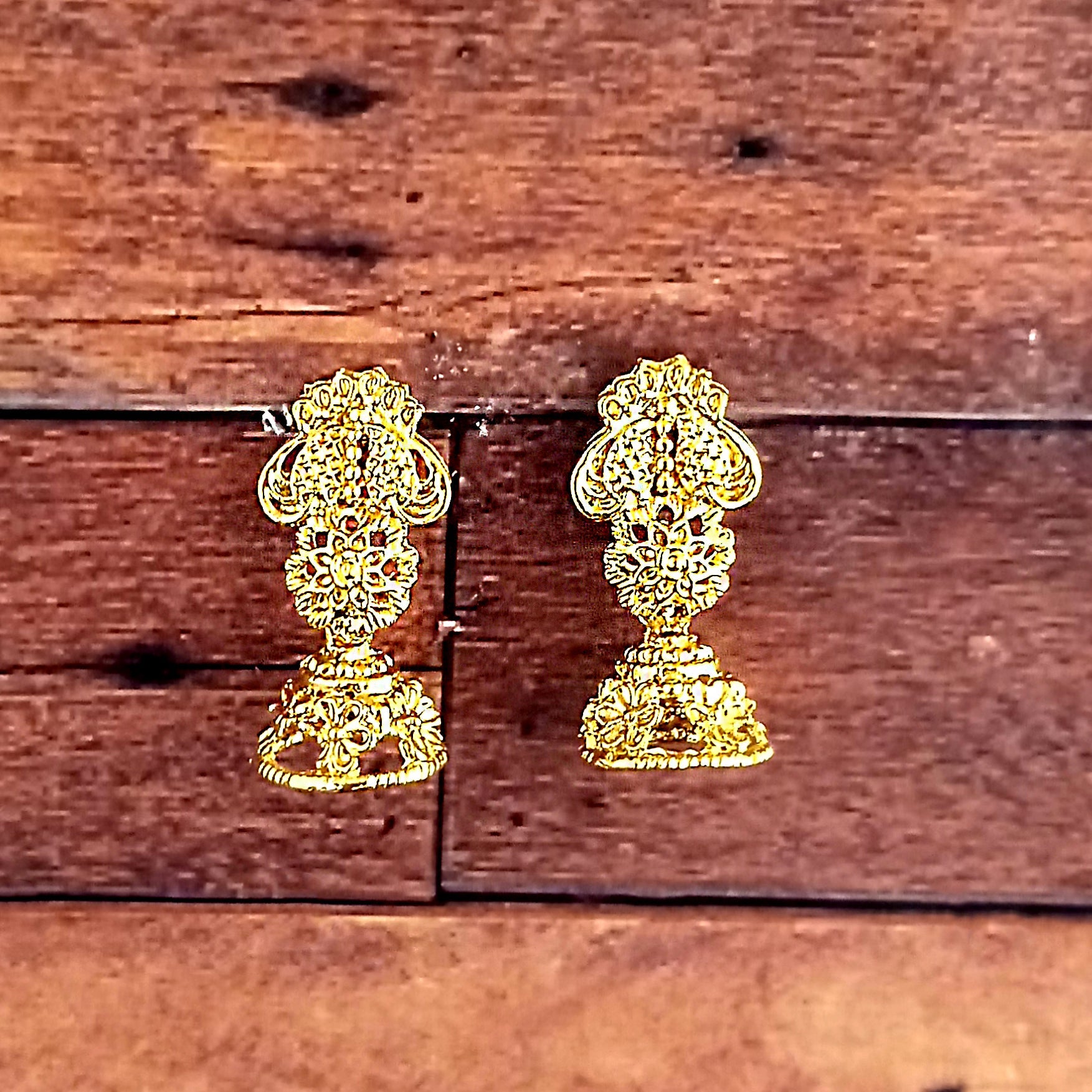JewelMaze Gold Plated FloralSmall Jhumki Earrings